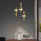 Modern Gold Cylinder LED Pendant Lighting for Kitchen Island and Living Room Adjustable Nordic Hanging Lamp