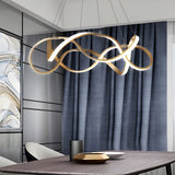 Modern Gold Dimmable LED Round Chandelier Aluminum Geometric Ceiling Light Fixture
