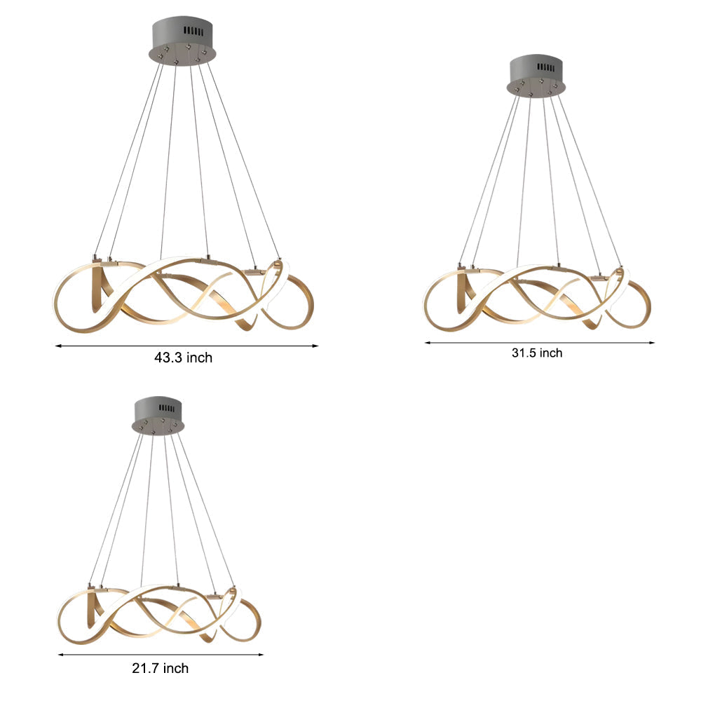 Modern Gold Dimmable LED Round Chandelier Aluminum Geometric Ceiling Light Fixture