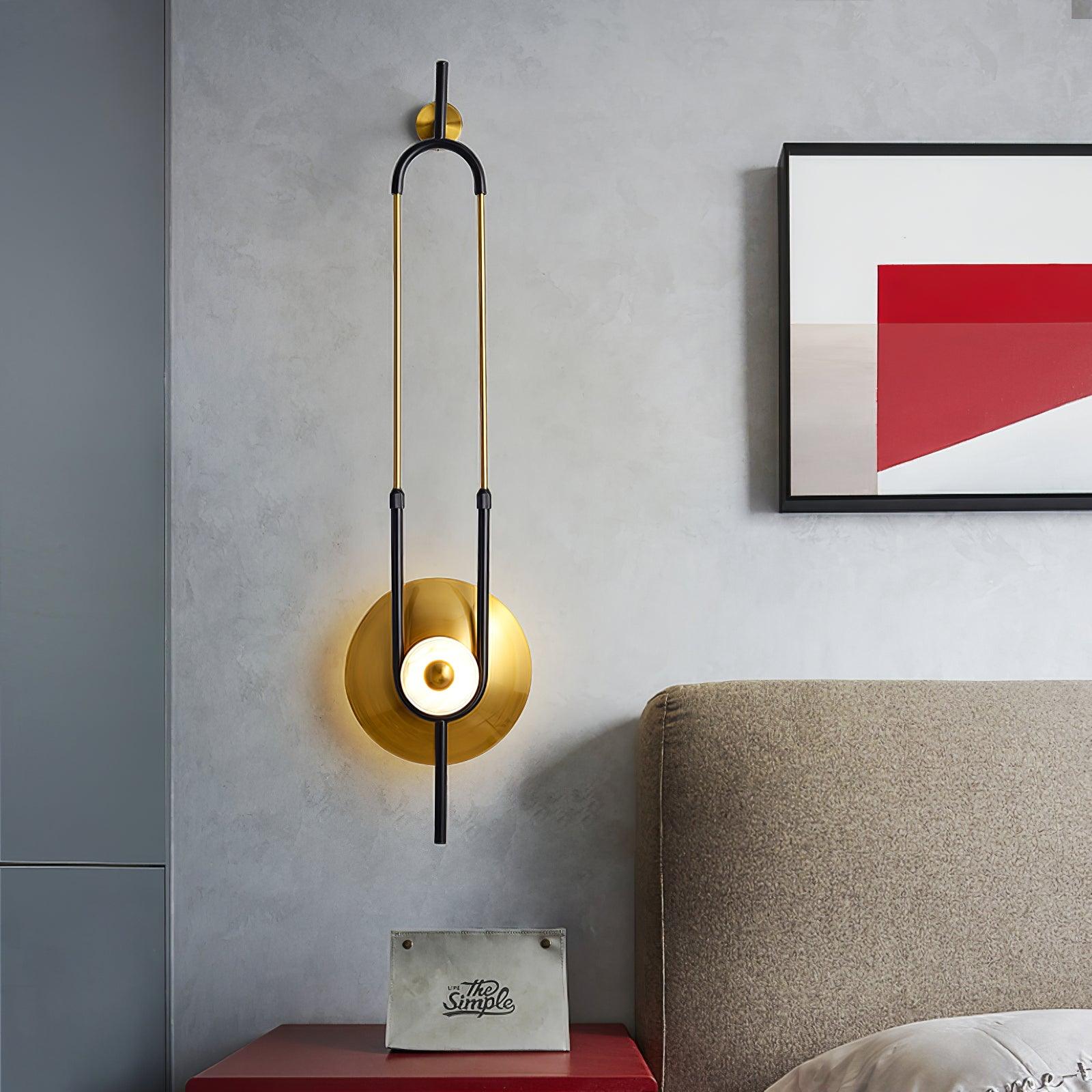 Modern Gold Ellipse Ring Marble LED Wall Sconce Tall Luxury Interior Accent Light