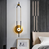 Modern Gold Ellipse Ring Marble LED Wall Sconce Tall Luxury Interior Accent Light