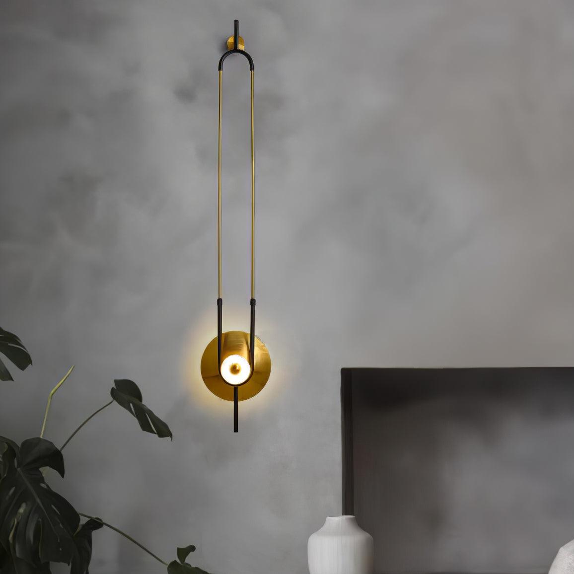 Modern Gold Ellipse Ring Marble LED Wall Sconce Tall Luxury Interior Accent Light