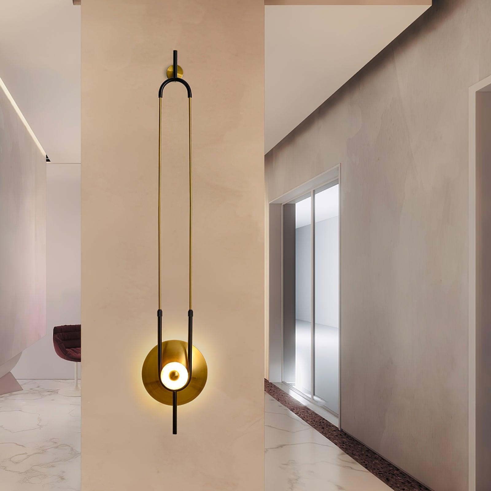 Modern Gold Ellipse Ring Marble LED Wall Sconce Tall Luxury Interior Accent Light