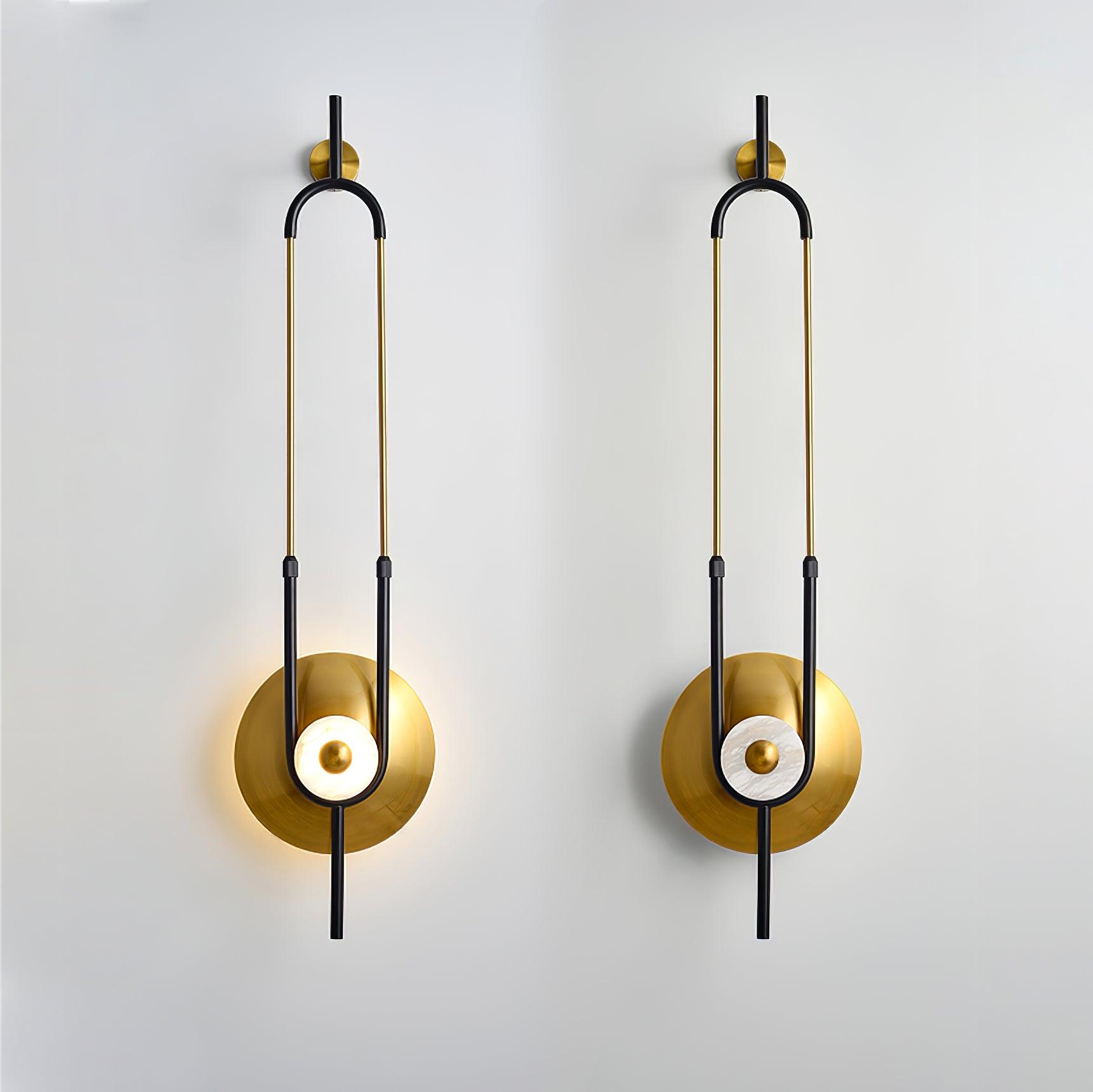 Modern Gold Ellipse Ring Marble LED Wall Sconce Tall Luxury Interior Accent Light