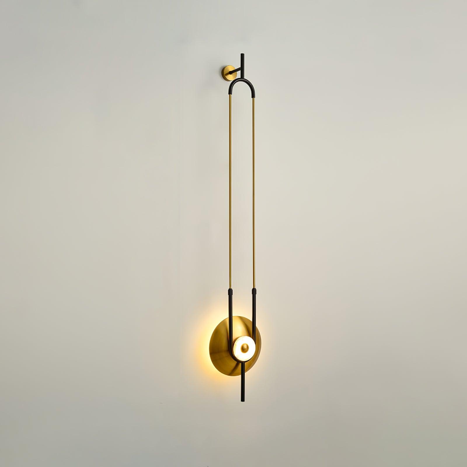 Modern Gold Ellipse Ring Marble LED Wall Sconce Tall Luxury Interior Accent Light