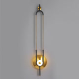 Modern Gold Ellipse Ring Marble LED Wall Sconce Tall Luxury Interior Accent Light