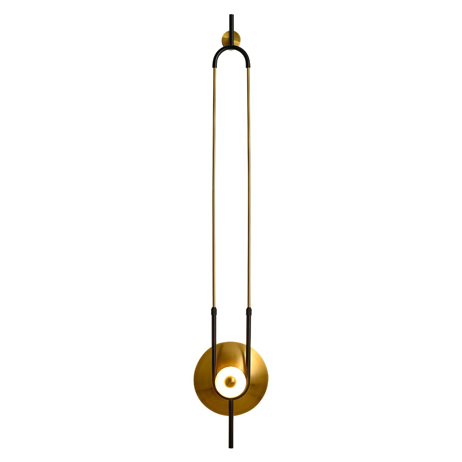 Modern Gold Ellipse Ring Marble LED Wall Sconce Tall Luxury Interior Accent Light