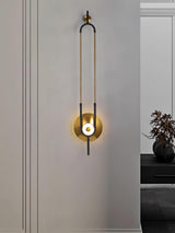 Modern Gold Ellipse Ring Marble LED Wall Sconce Tall Luxury Interior Accent Light