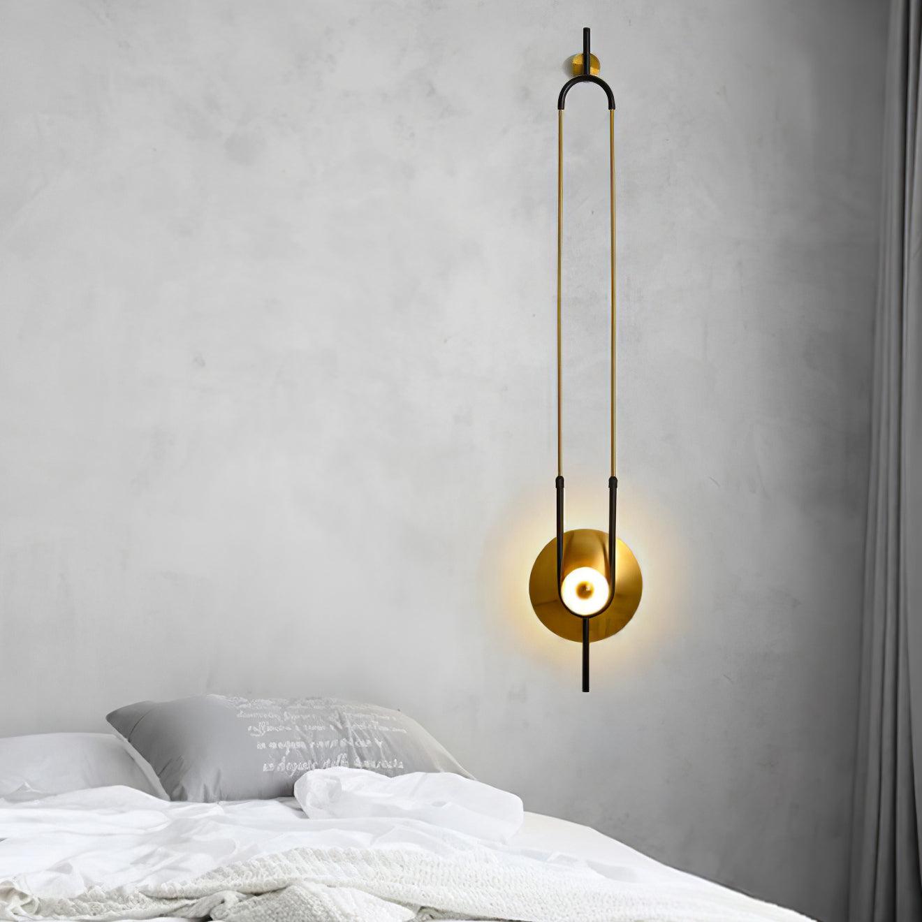 Modern Gold Ellipse Ring Marble LED Wall Sconce Tall Luxury Interior Accent Light