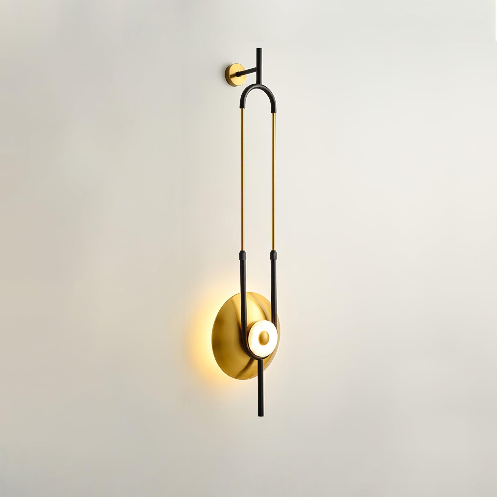 Modern Gold Ellipse Ring Marble LED Wall Sconce Tall Luxury Interior Accent Light