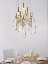 Modern Gold Fan Shape Pendant Light Integrated LED Tropical Design Chandelier
