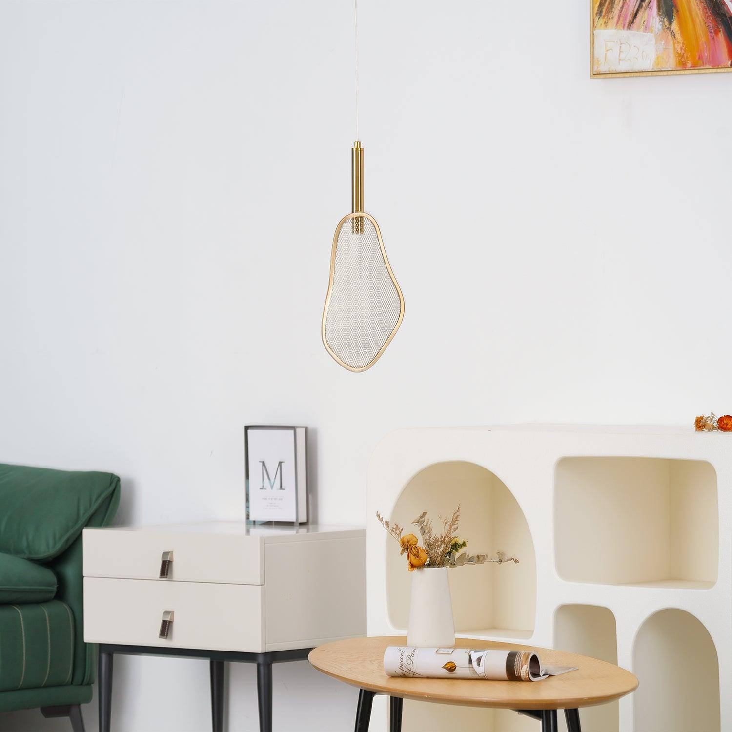 Modern Gold Fan Shape Pendant Light Integrated LED Tropical Design Chandelier