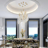 Modern Gold Fan Shape Pendant Light Integrated LED Tropical Design Chandelier