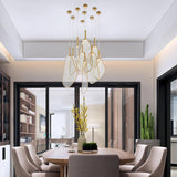 Modern Gold Fan Shape Pendant Light Integrated LED Tropical Design Chandelier