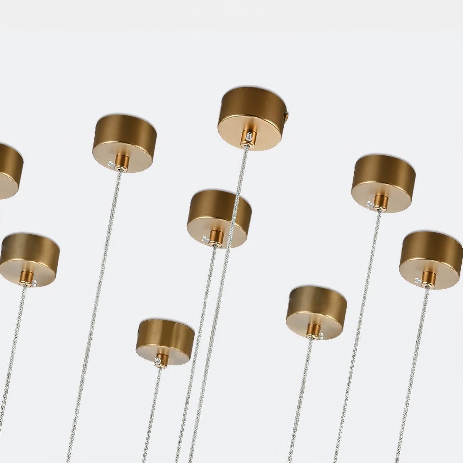 Modern Gold Fan Shape Pendant Light Integrated LED Tropical Design Chandelier