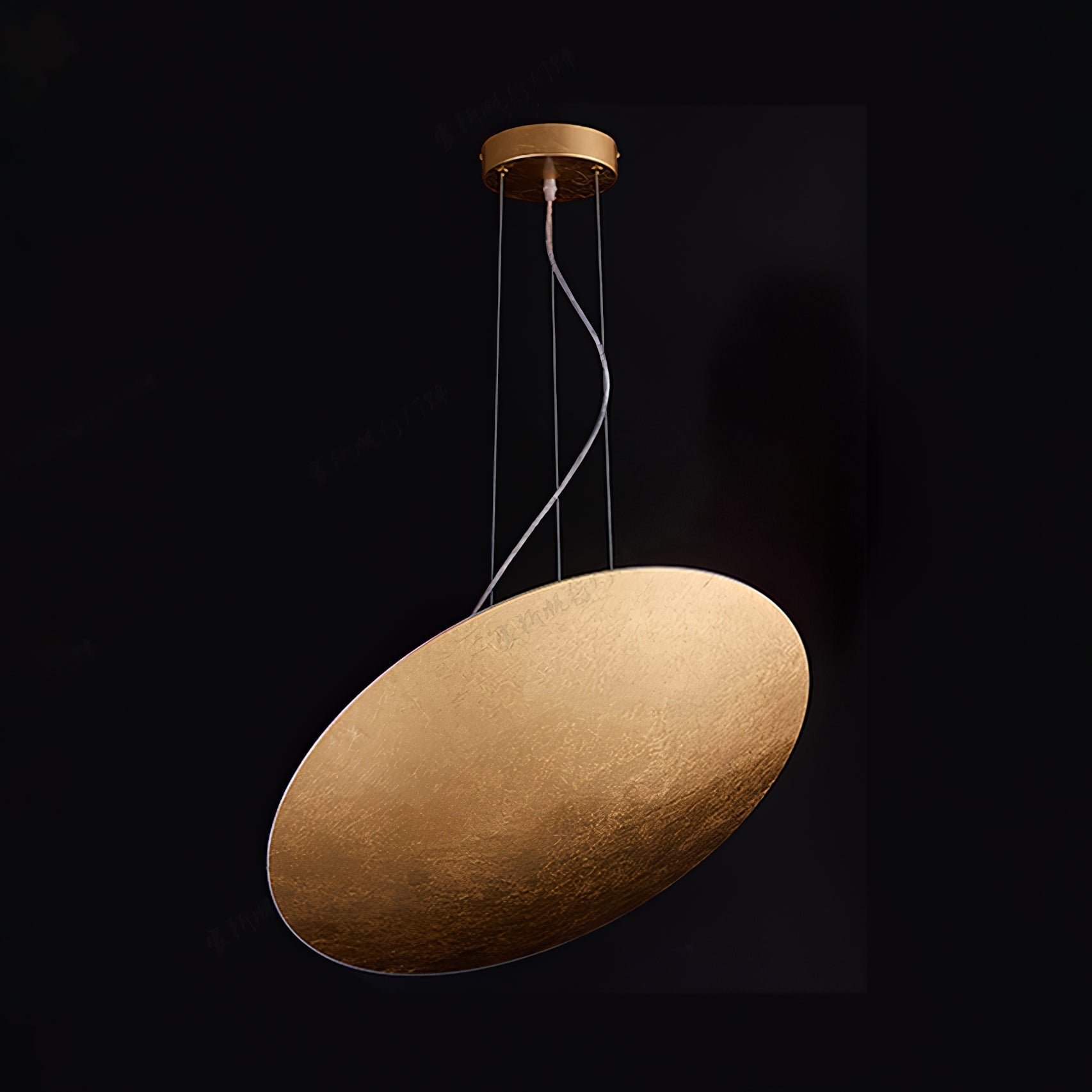 Modern Gold Foil Gong Pendant Lamp Minimalist LED Circular Hanging Light