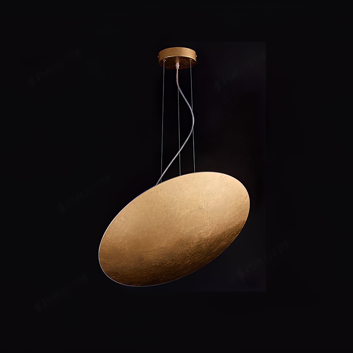 Modern Gold Foil Gong Pendant Lamp Minimalist LED Circular Hanging Light