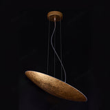 Modern Gold Foil Gong Pendant Lamp Minimalist LED Circular Hanging Light