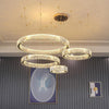 Modern Gold Four Ring Crystal Chandelier Large LED Pendant Lighting for Living Room Foyer