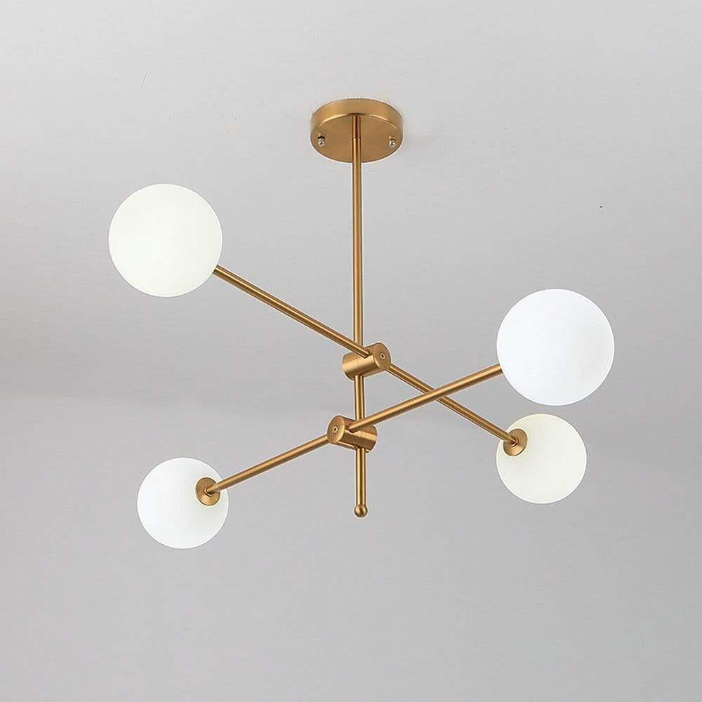 Modern Gold Geometric Sputnik Chandelier 4 Light LED Master Bedroom Ceiling Lighting