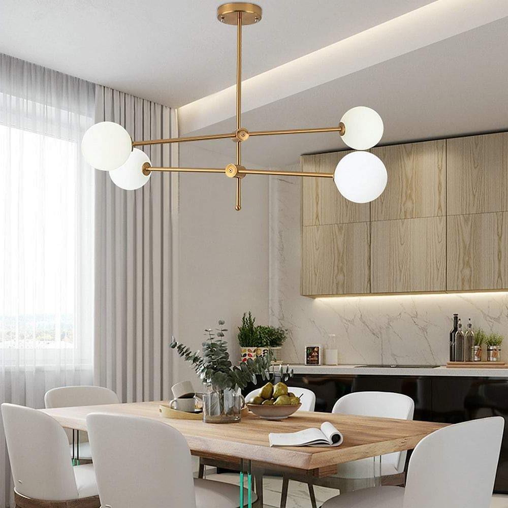 Modern Gold Geometric Sputnik Chandelier 4 Light LED Master Bedroom Ceiling Lighting