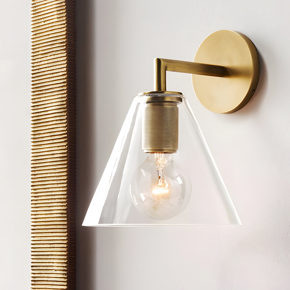 Modern Gold Glass Shade Wall Sconce LED Postmodern Minimalist Hardware Wall Lamp