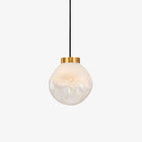Modern Gold Globe Pendant Light with Semi White Glass Sphere for Kitchen and Dining Room