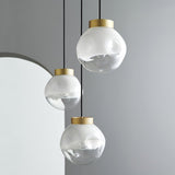 Modern Gold Globe Pendant Light with Semi White Glass Sphere for Kitchen and Dining Room