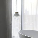 Modern Gold Globe Pendant Light with Semi White Glass Sphere for Kitchen and Dining Room