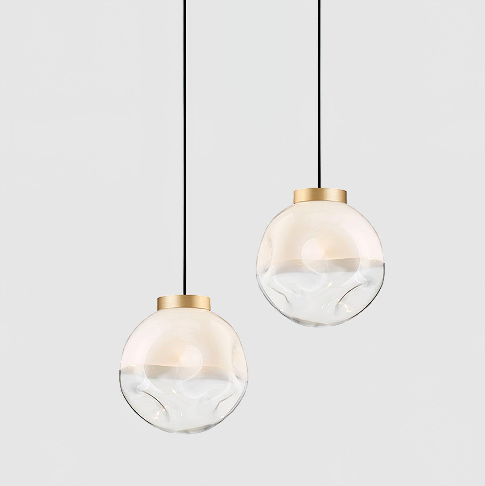 Modern Gold Globe Pendant Light with Semi White Glass Sphere for Kitchen and Dining Room