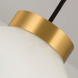 Modern Gold Globe Pendant Light with Semi White Glass Sphere for Kitchen and Dining Room