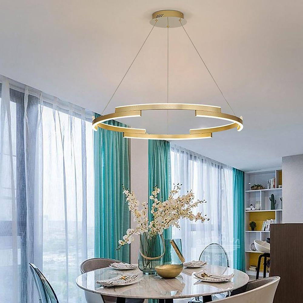 Modern Gold Interlocking Ring LED Chandelier Luxury Circular Pendant Lighting for Living Room