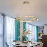Modern Gold Interlocking Ring LED Chandelier Luxury Circular Pendant Lighting for Living Room