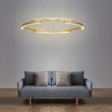 Modern Gold Interlocking Ring LED Chandelier Luxury Circular Pendant Lighting for Living Room