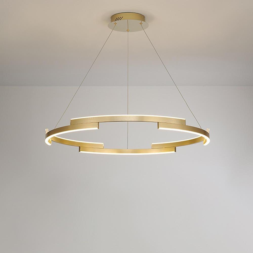 Modern Gold Interlocking Ring LED Chandelier Luxury Circular Pendant Lighting for Living Room