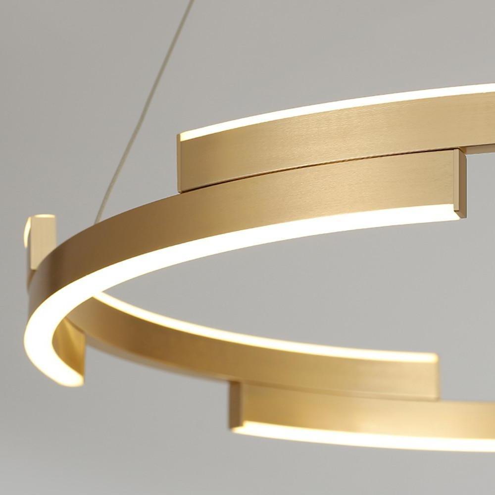 Modern Gold Interlocking Ring LED Chandelier Luxury Circular Pendant Lighting for Living Room