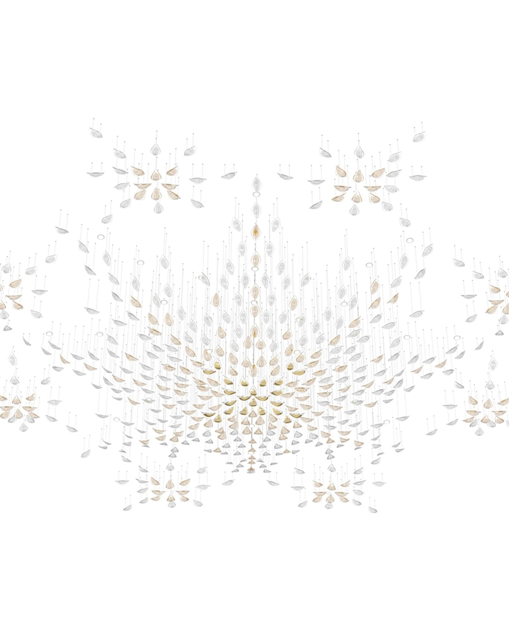 Modern Gold Leaf Chandelier Large Floating Leaves LED Ceiling Light Fixture
