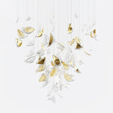 Modern Gold Leaf Chandelier Large Floating Leaves LED Ceiling Light Fixture