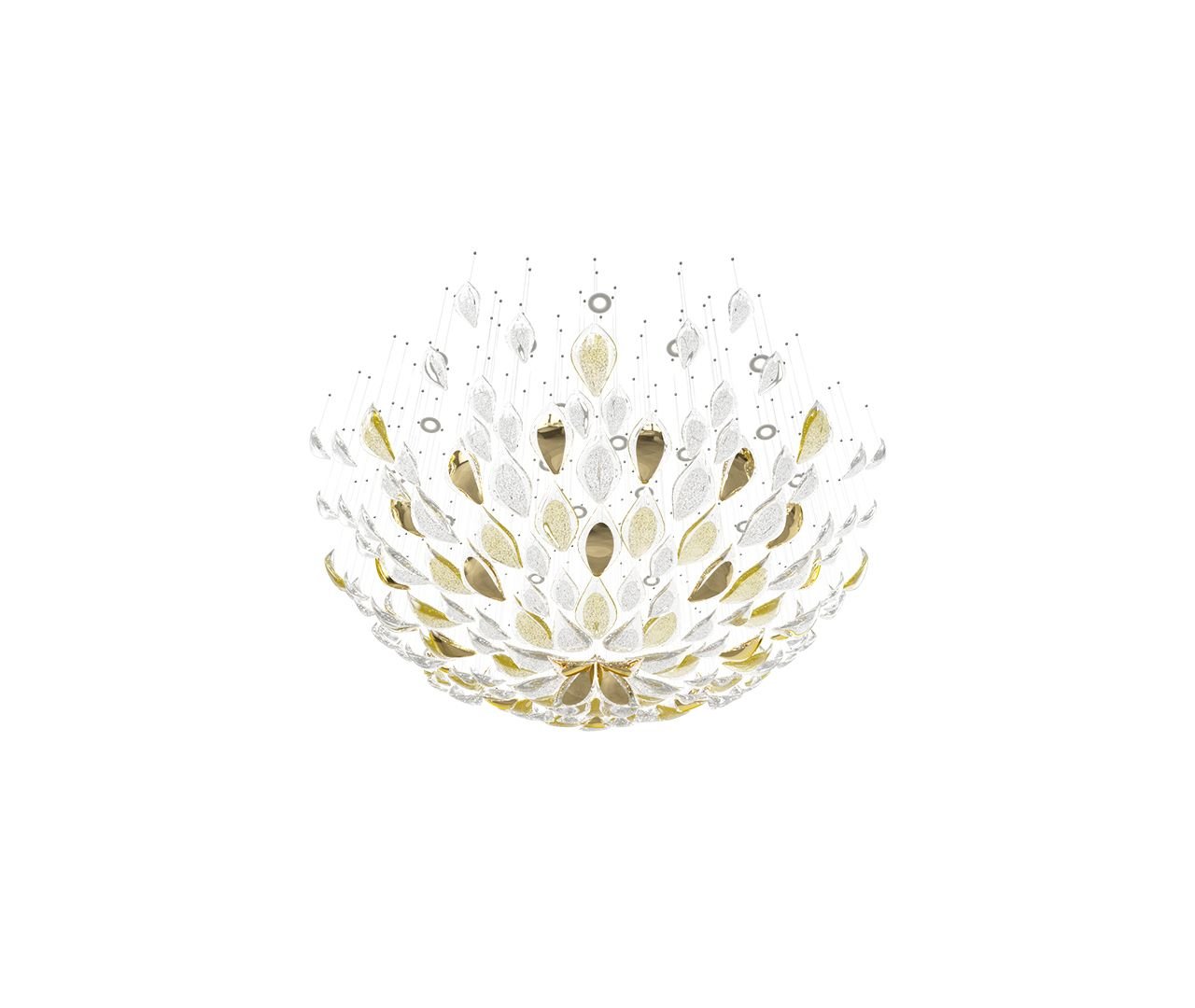 Modern Gold Leaf Chandelier Large Floating Leaves LED Ceiling Light Fixture