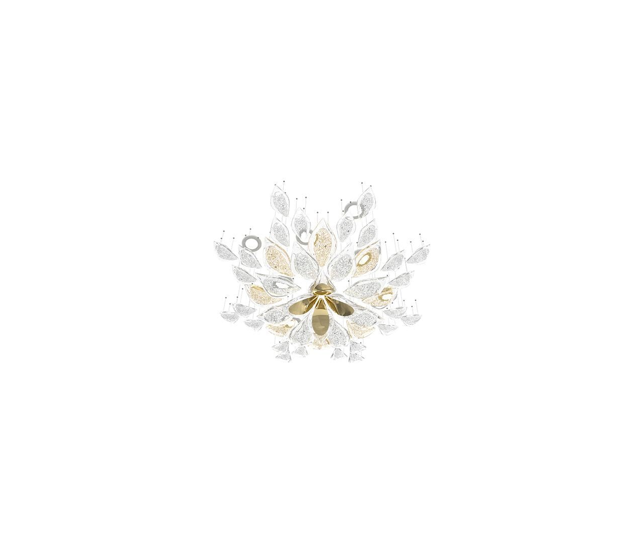 Modern Gold Leaf Chandelier Large Floating Leaves LED Ceiling Light Fixture