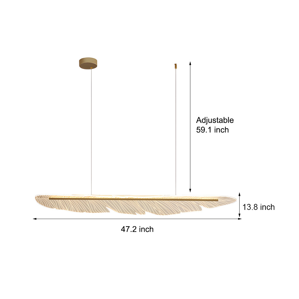 Modern Gold Leaf Feather LED Chandelier with 3 Step Color Dimming for Dining Room