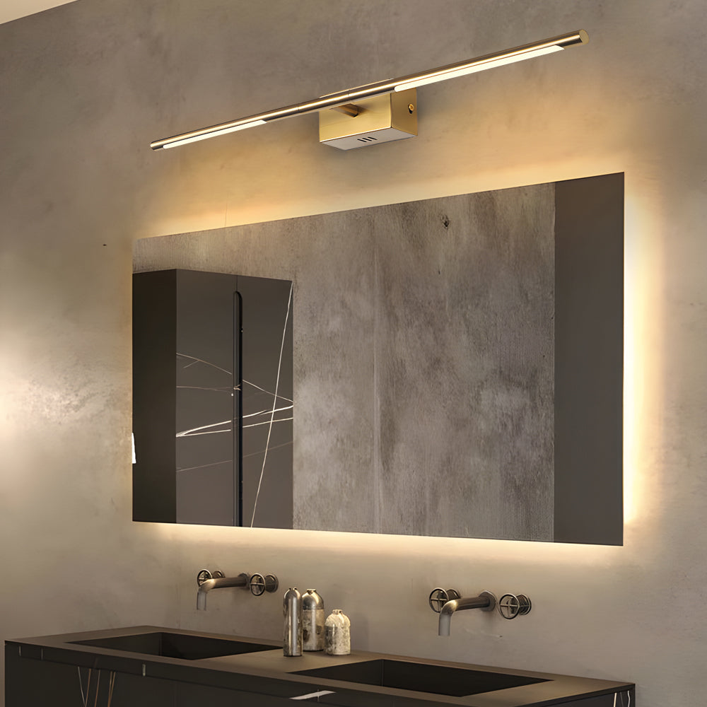 Modern Gold LED Bathroom Vanity Light Bar with Acrylic Shade in 23 and 39 Inch Options