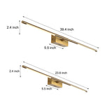 Modern Gold LED Bathroom Vanity Light Bar with Acrylic Shade in 23 and 39 Inch Options