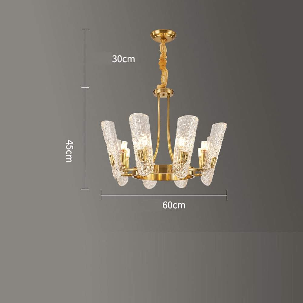 Modern Gold LED Chandelier with Glass Shades Nordic Pendant Lighting for Living Room