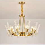 Modern Gold LED Chandelier with Glass Shades Nordic Pendant Lighting for Living Room