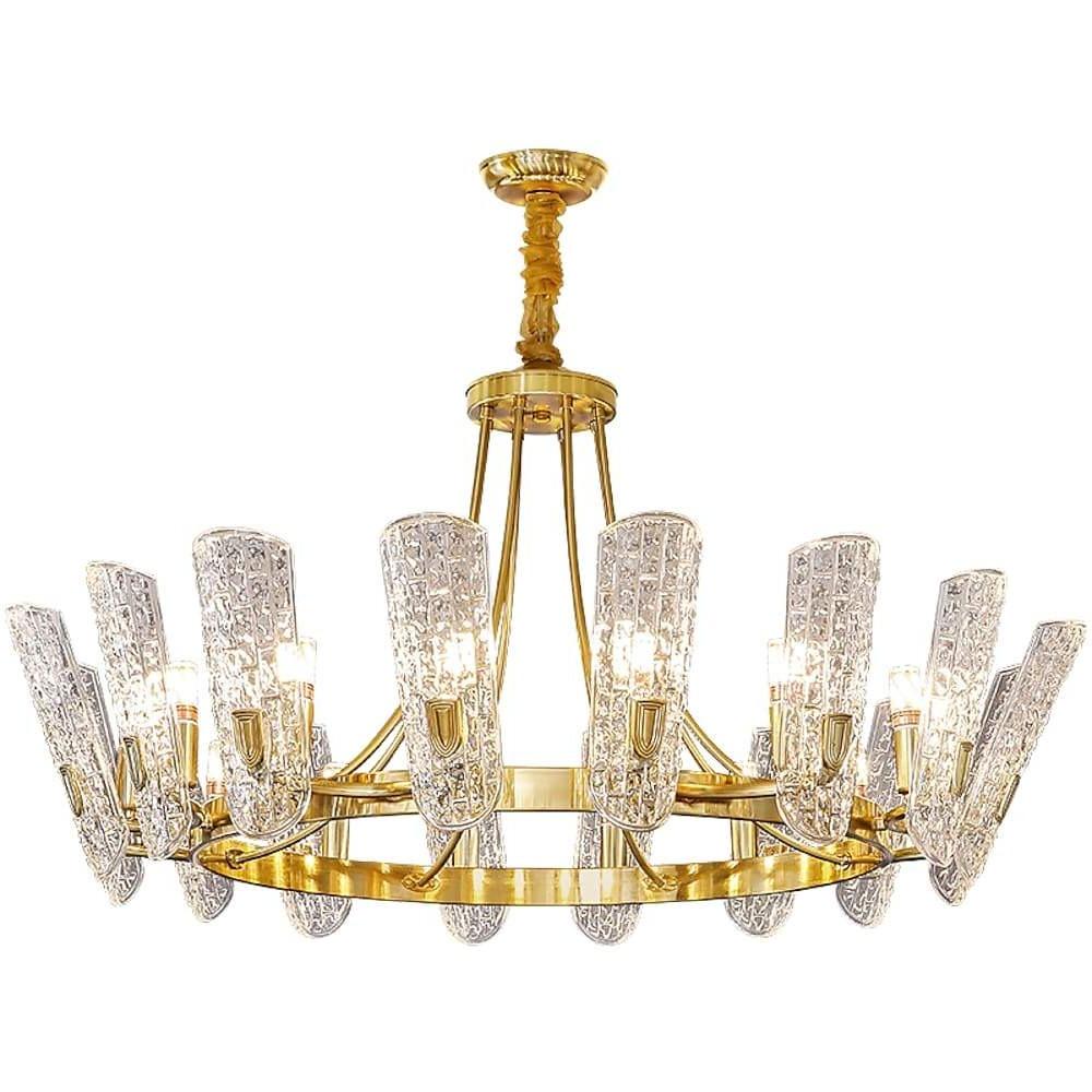 Modern Gold LED Chandelier with Glass Shades Nordic Pendant Lighting for Living Room