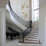Modern Gold LED Chandelier with Irregular Acrylic Paper Curls and Stepless Dimming