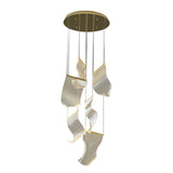 Modern Gold LED Chandelier with Irregular Acrylic Paper Curls and Stepless Dimming