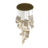 Modern Gold LED Chandelier with Irregular Acrylic Paper Curls and Stepless Dimming
