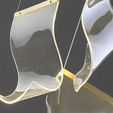 Modern Gold LED Chandelier with Irregular Acrylic Paper Curls and Stepless Dimming